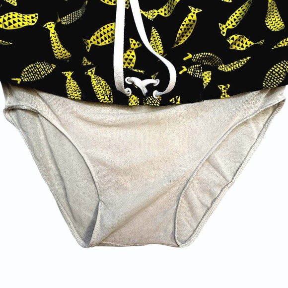 2XIST Ibiza Mens S Swim Trunks Shorts Deco Sea Print Navy Yellow Fish Drawstring - Picture 9 of 11